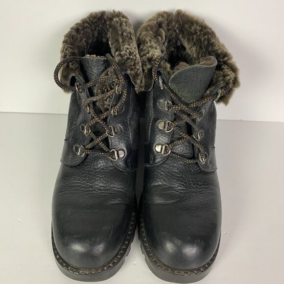 Vtg Blondo Shearling Lined Boots Womens 7 B Waterproof Brown Sheepskin Ankle - Picture 7 of 12